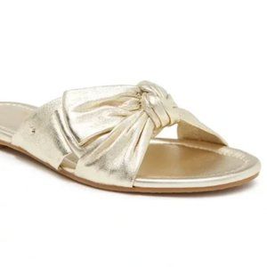 Kate Spade Marcella bow Metallic Gold Sandals Slides